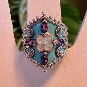 Barbara Bixby SS/18K Enamel & Multigemstone Ring